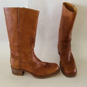 Vintage Mens 13 D Frye Black Label All Leather Square Toe 2563 Campus Boots 70s